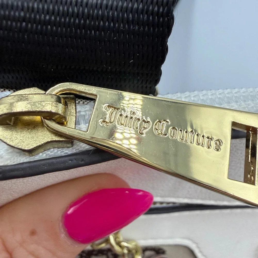 Juicy Couture Crossbody Bag OS Brown Cream Y2K Crown‎ Monogram Heart Charm